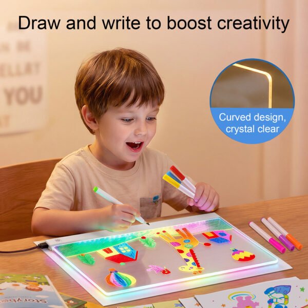 Child drawing and writing to boost creativity