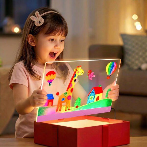 Girl using LuxeGlow giraffe design