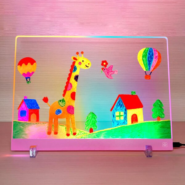 Giraffe drawing light pink room display